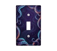 Plaque de protection pour interrupteur à bascule Octopus - Tourbillons sous-marins - Tentacules d'été - Violet - Taille standard - Pour maison, salon, chambre à coucher, salle de bain (simple)