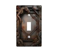 Plaque de protection pour interrupteur à bascule simple - Bras mécanique industriel Steampunk - Rayures d'avertissement - Bronze - Taille standard - Pour maison, salon, chambre à coucher, salle de