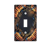 Plaque de protection pour interrupteur à bascule simple en plastique noir avec notes de musique artistiques modernes et étoiles, taille standard pour nouvel appartement, maison, chambre à coucher