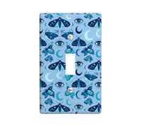 Plaque de protection pour interrupteur à bascule simple - Œil bohème fantaisie - Lune - Bleu - Taille standard - Pour nouvel appartement, maison, chambre à coucher, bureau (simple)