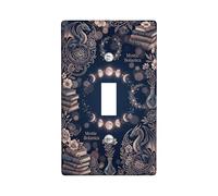 Plaque de protection pour interrupteur à bascule unique Dragon - Livres botaniques mystiques - Fleurs d'automne - Bleu marine - Taille standard - Pour maison, salon, nouvel appartement (simple)