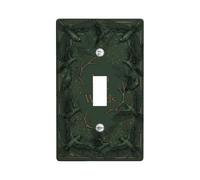 Plaque de protection pour interrupteur à bascule unique en plastique motif oiseaux et branches mystiques de la nature Vert automne Taille standard pour salon, chambre à coucher, maison ou bureau