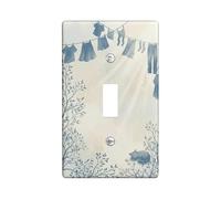 Plaque de protection pour interrupteur à bascule unique pour vêtements, salle de bain, branches fantaisistes nature, chat, ressort bleu, taille standard en plastique pour salon, chambre à coucher