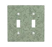Plaque de protection pour interrupteur à double feuille, fleurs botaniques naturelles, fougères, printemps vert en plastique taille standard, décoration pour nouvel appartement, maison, chambre à