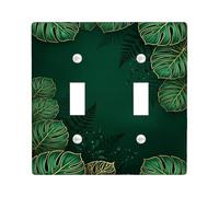 Plaque de protection pour interrupteur à double feuille, fougères tropicales, vert été tropical, en plastique de taille standard, décoration pour maison, salon, nouvel appartement