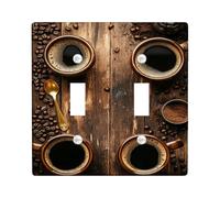 Plaque de protection pour interrupteur à double interrupteur de cuisine, cuillère à grains rustiques, en plastique marron automne, taille standard, décoration pour chambre à coucher, salle de bain