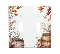 Plaque de protection pour interrupteur à double interrupteur de cuisine, style rustique vintage, tonneaux de cheval d'automne en plastique marron taille standard pour nouvel appartement, maison