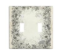Plaque de protection pour interrupteur à double interrupteur floral pour salle de bain, vintage, rustique, feuille de vigne N/A en plastique noir, taille standard pour salon, chambre à coucher