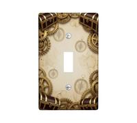 Plaque de protection pour interrupteur à engrenage, boussole vintage steampunk, coffre au trésor, sans plastique doré, taille standard, pour la maison, le salon, la chambre à coucher, la salle de bain