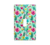 Plaque de protection pour interrupteur à motif de fleurs - Bourgeons de fougères vives - En plastique - Taille standard - Décoration pour salon, chambre à coucher, bureau (simple)