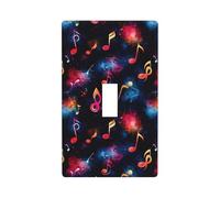 Plaque de protection pour interrupteur avec motif notes arc-en-ciel - Taille standard - 11,4 x 7 cm - Plaque murale décorative en polycarbonate thermoplastique incassable