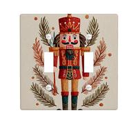 Plaque de protection pour interrupteur Casse-noisette, motif vacances rouge et vert pour décoration murale, plaques murales thermoplastiques, taille standard double à bascule