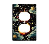 Plaque de protection pour interrupteur céleste, ciel nocturne avec motif soleil et lune, décoration cosmique fantaisie pour la maison, plaques murales en thermoplastique de taille standard, sortie
