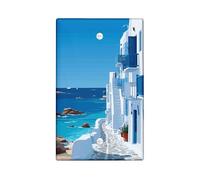 Plaque de protection pour interrupteur côtier en bord de mer - Vagues et rochers en bleu - Décoration d'été pour maisons de plage - Plaques murales thermoplastiques - Plaque vierge de taille standard