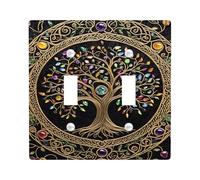 Plaque de protection pour interrupteur d'arbre de vie coloré, motif de pierres précieuses vives pour décoration d'intérieur, plaques murales thermoplastiques, taille standard double à bascule