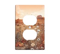 Plaque de protection pour interrupteur de champ d'automne - Beige chaud - Paysage campagnard pour décoration d'intérieur - Plaques murales thermoplastiques - Prise duplex simple de taille standard