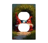 Plaque de protection pour interrupteur de gnome - Elfes de vacances rouges pour décoration d'intérieur - Plaques murales en thermoplastique - Prise duplex simple de taille standard