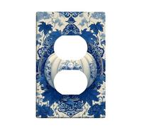 Plaque de protection pour interrupteur de lumière citrouille bleue, décoration d'automne élégante pour accents muraux, plaques murales thermoplastiques, prise duplex simple de taille standard