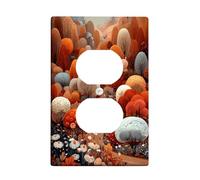 Plaque de protection pour interrupteur de lumière de forêt d'automne - Scène naturelle orange et marron pour décoration d'intérieur - Plaques murales en thermoplastique - Prise duplex simple de taille