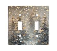 Plaque de protection pour interrupteur de lumière de forêt d'hiver, arbres étoilés dorés pour décoration de vacances, plaques murales en thermoplastique, double bascule de taille standard