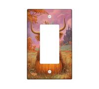 Plaque de protection pour interrupteur de lumière de vache des Highlands, décoration de ferme orange citrouille pour accents muraux, plaques murales en thermoplastique, taille standard à bascule