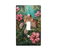 Plaque de protection pour interrupteur de lumière en forme d'animal de la jungle, motif léopard tropical pour décoration d'intérieur, plaques d'interrupteur thermoplastique, taille standard à bascule