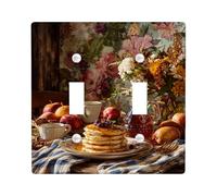 Plaque de protection pour interrupteur de lumière en forme de crêpe - Décoration de cuisine d'automne rustique - Plaques murales en thermoplastique - Double bascule de taille standard
