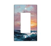 Plaque de protection pour interrupteur de lumière nautique - Bleu océan - Art maritime pour décoration d'intérieur - Plaques murales en thermoplastique - Taille standard - Bascule simple
