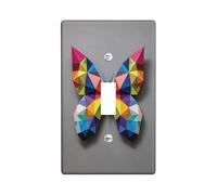 Plaque de protection pour interrupteur de lumière papillon coloré, design géométrique vif pour décoration d'intérieur, plaques murales en thermoplastique de taille standard, parfaites pour le