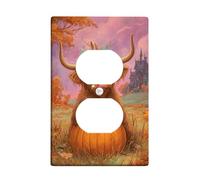 Plaque de protection pour interrupteur de lumière vache des Highlands, décoration de ferme orange citrouille pour accents muraux, plaques murales en thermoplastique, prise duplex simple de taille