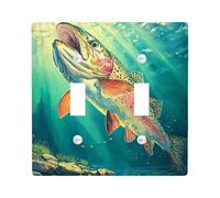 Plaque de protection pour interrupteur de pêche à la truite, design coloré vif pour décoration d'intérieur, plaques murales thermoplastiques, taille standard double à bascule