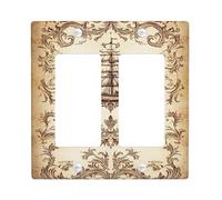 Plaque de protection pour interrupteur de phare de bateau nautique, design maritime marron vintage pour décoration d'intérieur, plaques murales thermoplastique, taille standard double bascule