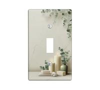 Plaque de protection pour interrupteur de salle de bain en eucalyptus - Moderne et minimaliste - Sans plastique crème - Taille standard - Décoration pour salon, chambre à coucher, bureau (simple)