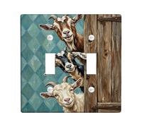 Plaque de protection pour interrupteur de salle de bain en forme de chèvre - Porte en bois rustique - Motif losanges - Sans plastique marron - Taille standard - Décoration pour nouvel appartement