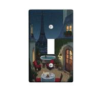 Plaque de protection pour interrupteur de salle de bain Motif tour de Paris - Romantique et élégante - En plastique bleu foncé - Taille standard - Pour chambre à coucher, cuisine, entrée (simple)