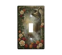 Plaque de protection pour interrupteur de salle de bain - Vintage rustique - En plastique vert - Taille standard - Décoration pour nouvel appartement, maison, chambre à coucher, bureau (simple)