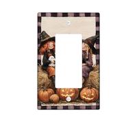 Plaque de protection pour interrupteur de sorcière d'Halloween, motif citrouille noire et orange pour décoration d'intérieur, plaques murales en thermoplastique, taille standard simple à bascule