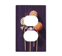 Plaque de protection pour interrupteur de sucette d'Halloween, friandises violettes pour décoration saisonnière, plaques murales en thermoplastique, prise duplex simple de taille standard