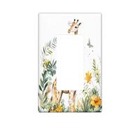 Plaque de protection pour interrupteur décoratif avec girafe mignonne et amusante - 1 interrupteur à bascule - Motif floral de campagne - Pour cuisine, salle de bain, animal