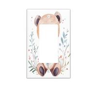 Plaque de protection pour interrupteur décoratif avec motif ours floral mignon - 1 interrupteur à bascule unique - Fleurs de dessin animé - Pour cuisine, salle de bain, animal