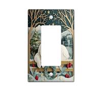 Plaque de protection pour interrupteur décoratif de Noël en forme de chien des Pyrénées - 1 interrupteur à bascule unique - Motif forêt - Pour cuisine, salon