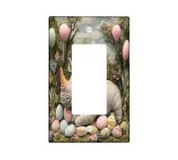 Plaque de protection pour interrupteur décoratif de printemps et de Pâques avec motif rhinocéros sauvages - 1 interrupteur électrique - Plaque de commutation électrique pour chambre