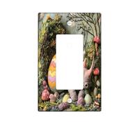 Plaque de protection pour interrupteur décoratif de printemps et de Pâques avec motif rhinocéros sauvages - 1 interrupteur électrique - Motif forêt - Pour chambre