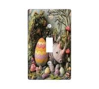 Plaque de protection pour interrupteur décoratif de printemps et de Pâques avec motif rhinocéros sauvages, 1 interrupteur électrique, motif forêt pour chambre