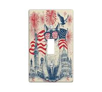 Plaque de protection pour interrupteur décoratif en forme de chat siamois du 4 juillet - 1 interrupteur à bascule unique - Plaque de commutation électrique vintage pour chambre - Plaque d'interrupteur