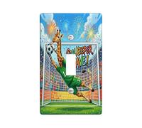 Plaque de protection pour interrupteur décoratif en forme de girafe - Saison de football 2026 - 1 interrupteur à bascule unique - Match d'animaux sauvages - Gardien de but - Plaque électrique pour