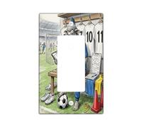 Plaque de protection pour interrupteur décoratif en forme de mouton - Saison de football 2026 - 1 interrupteur à bascule unique - Prêt à être assorti - Plaque électrique imprimée sport pour chambre