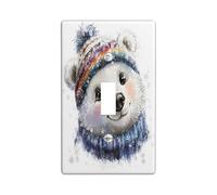 Plaque de protection pour interrupteur décoratif en forme d'ours polaire avec 1 interrupteur simple, animal amusant pour enfants, décoration de chambre à coucher, salle de bain, dessin animé bizarre