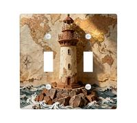 Plaque de protection pour interrupteur décoratif en relief 3D - Double bascule - Motif de plage - Vintage - Esthétique - Plaque électrique pour chambre