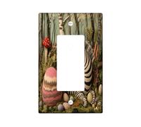 Plaque de protection pour interrupteur décoratif motif zèbre de printemps de Pâques - 1 interrupteur à bascule unique - Style feutre de laine - Œufs d'animaux - Plaque électrique imprimée forêt pour